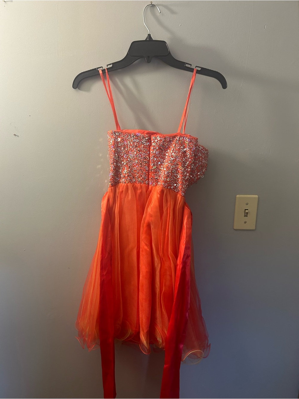 Sean Collection Orange Sequin Prom Dress